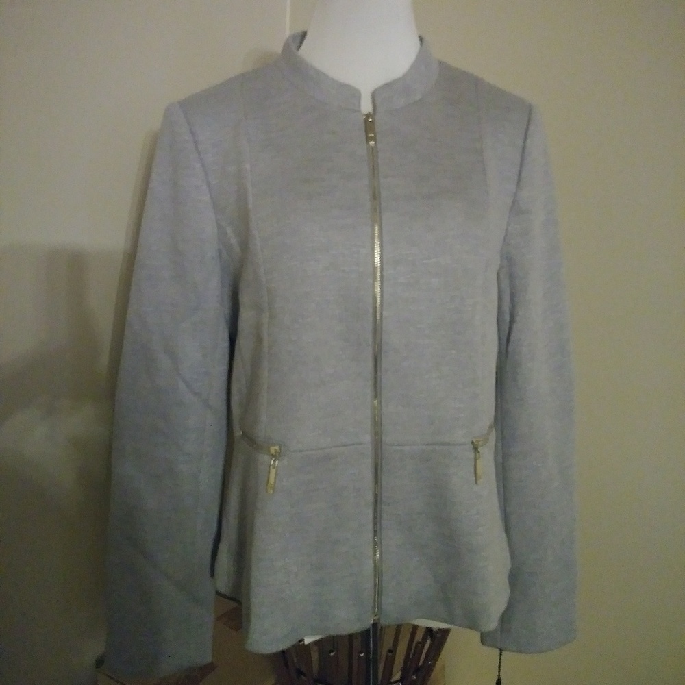 Gray Zippered Suit Jacket